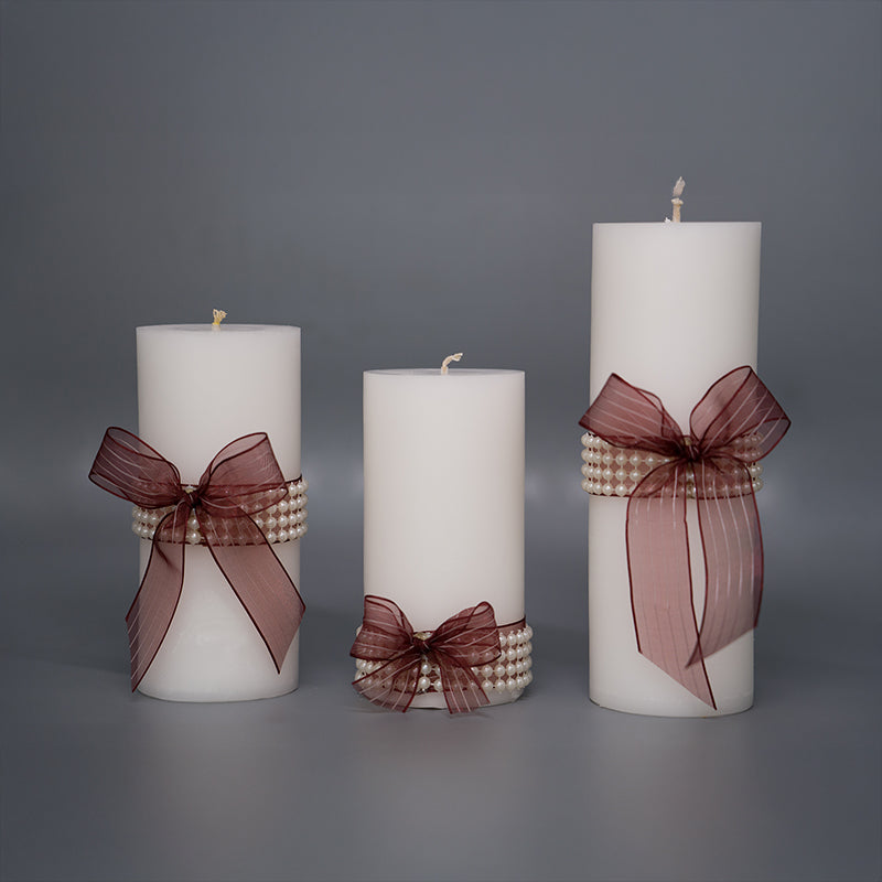 Pearl-Adorned Pillar Candles
